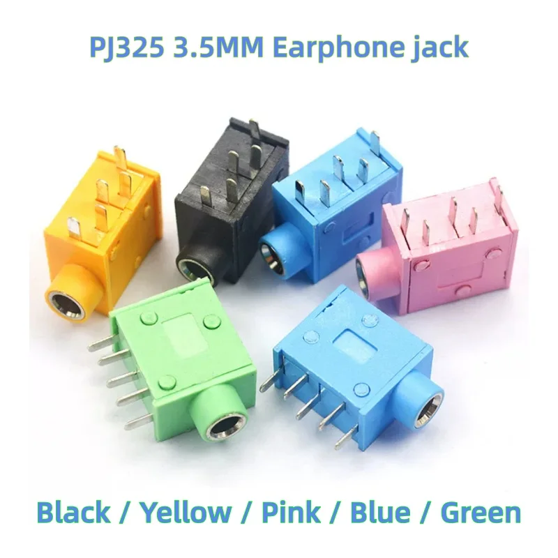 10pcs 3.5MM Audio Headphone Jack Connector PJ-325 Stereo Audio Earphone Connectors 3.5 PJ-325 Audio Jack Socket Multicolor