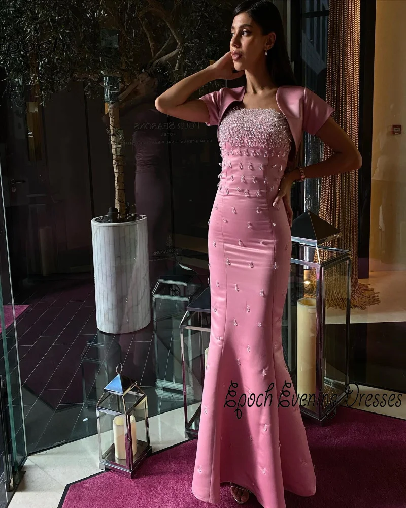 Epoch Luxury Evening Dress Trumpet Elegant Crystal Custom Made فساتين سهرة Sexy Square Collar Formal Prom Gown Women 2024