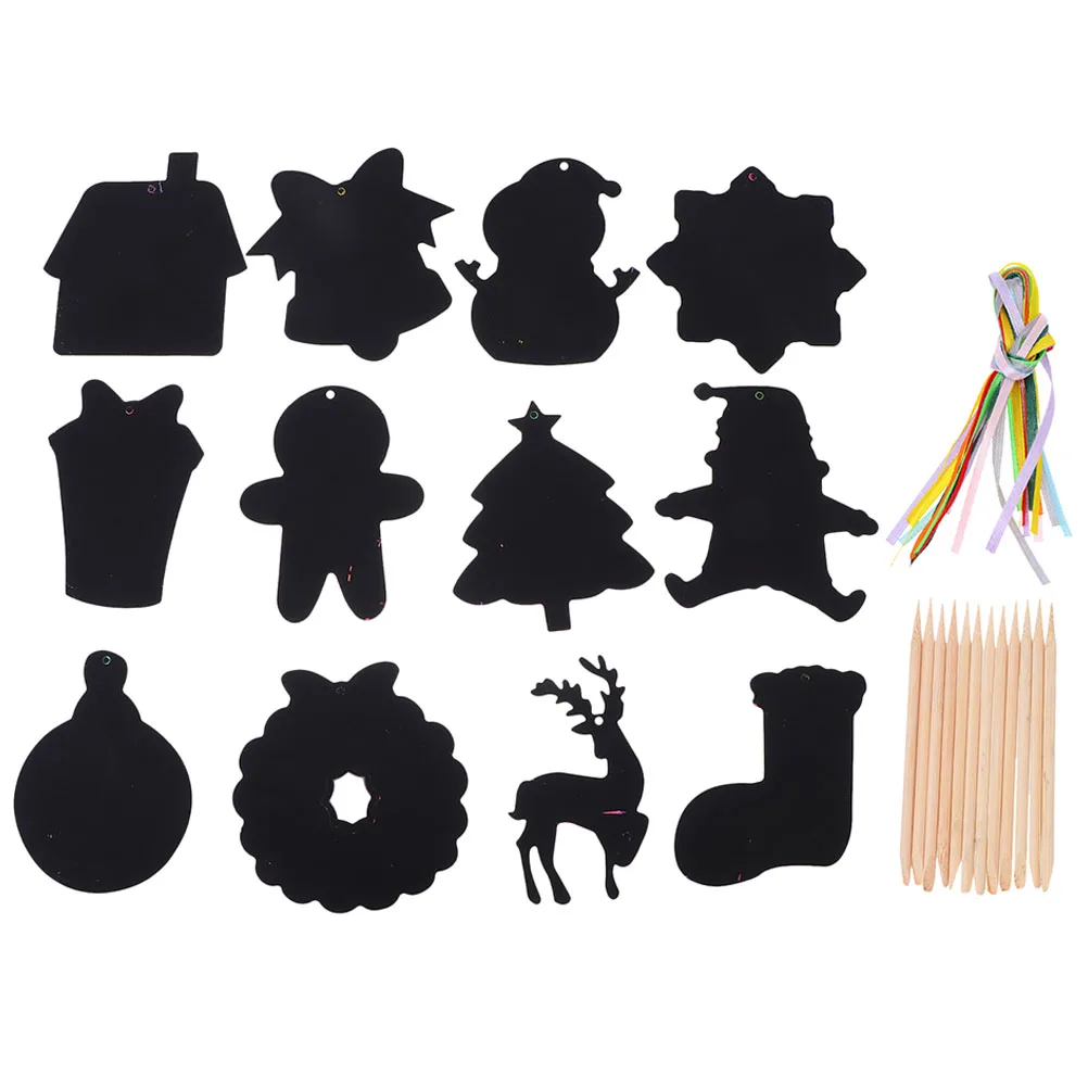 1 ชุดกระดาษวาดภาพคริสต์มาสธีม Hangable ศิลปะหัตถกรรมรูปแบบที่มีสีสันเปิดเผยงานรื่นเริงตกแต่ง DIY