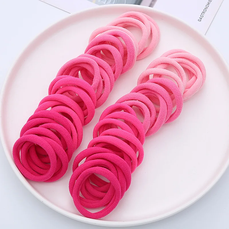 50PCS/Set Women Girls Basic Hair Bands 4cm Simple Scrunchies Elastic Headband Hair Ropes Ties Ponytail Hair Accessories Headwear image 5