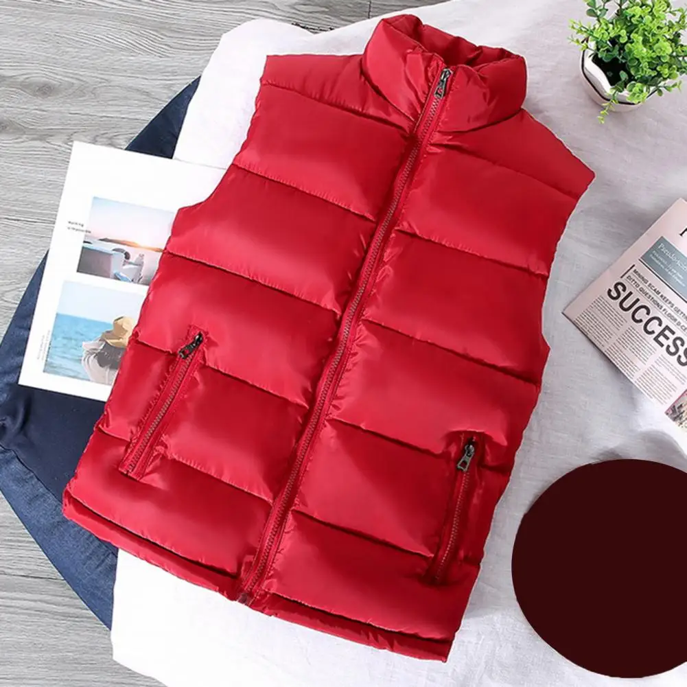 Moisture-wicking Winter Vest Men's Stand Collar Sleeveless Down Vest with Zipper Closure Pockets Warm Comfortable for Winter