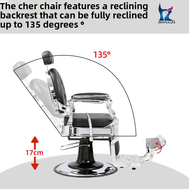 YFY  Hairdressing  Men's Retro Oil Head Large  Adjustable Rotating Reclining Barber Haircut Special