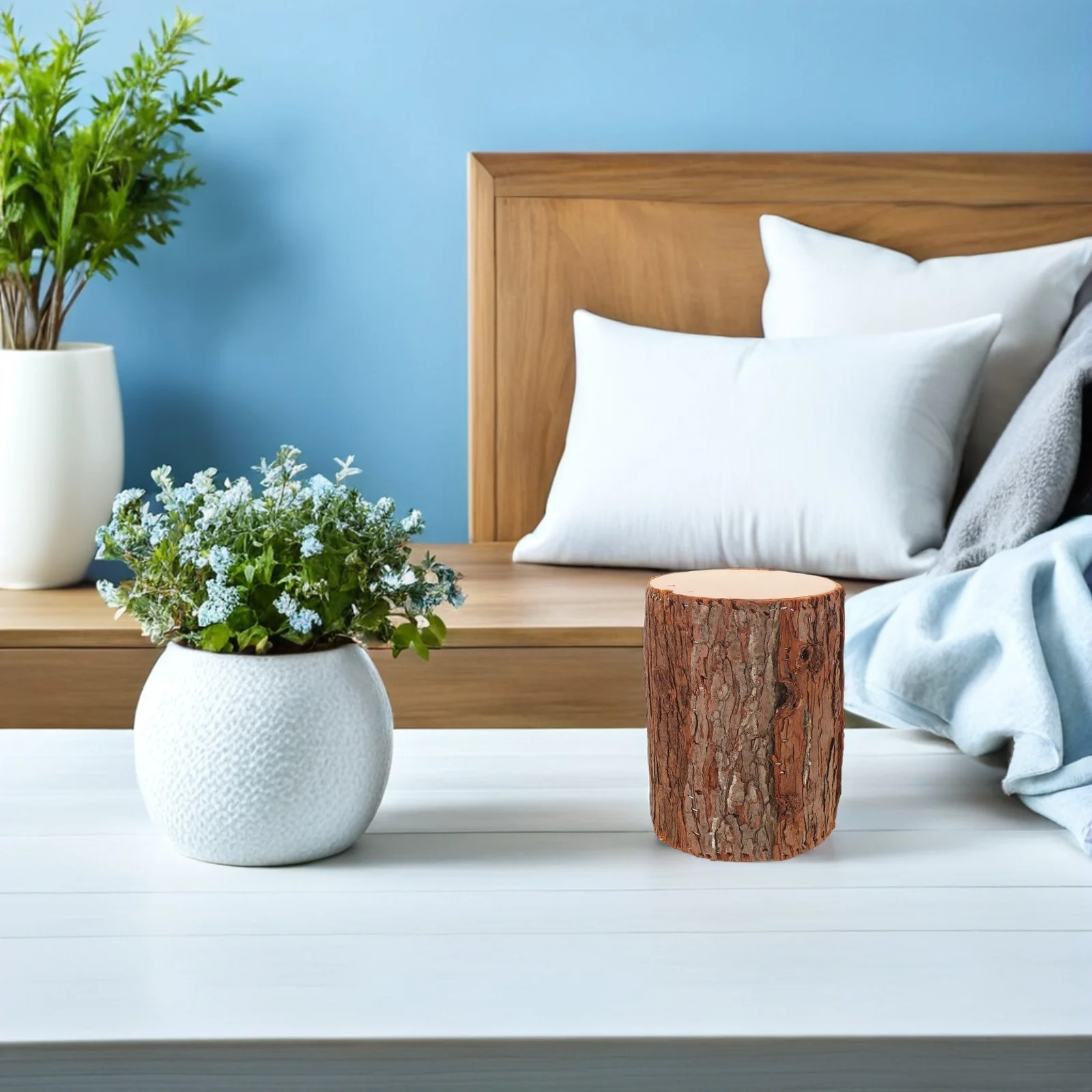 

Realistic Wooden Stump Decor 12cm Handcrafted Natural Wood Home Office Decoration Indoor Outdoor Garden Ornament