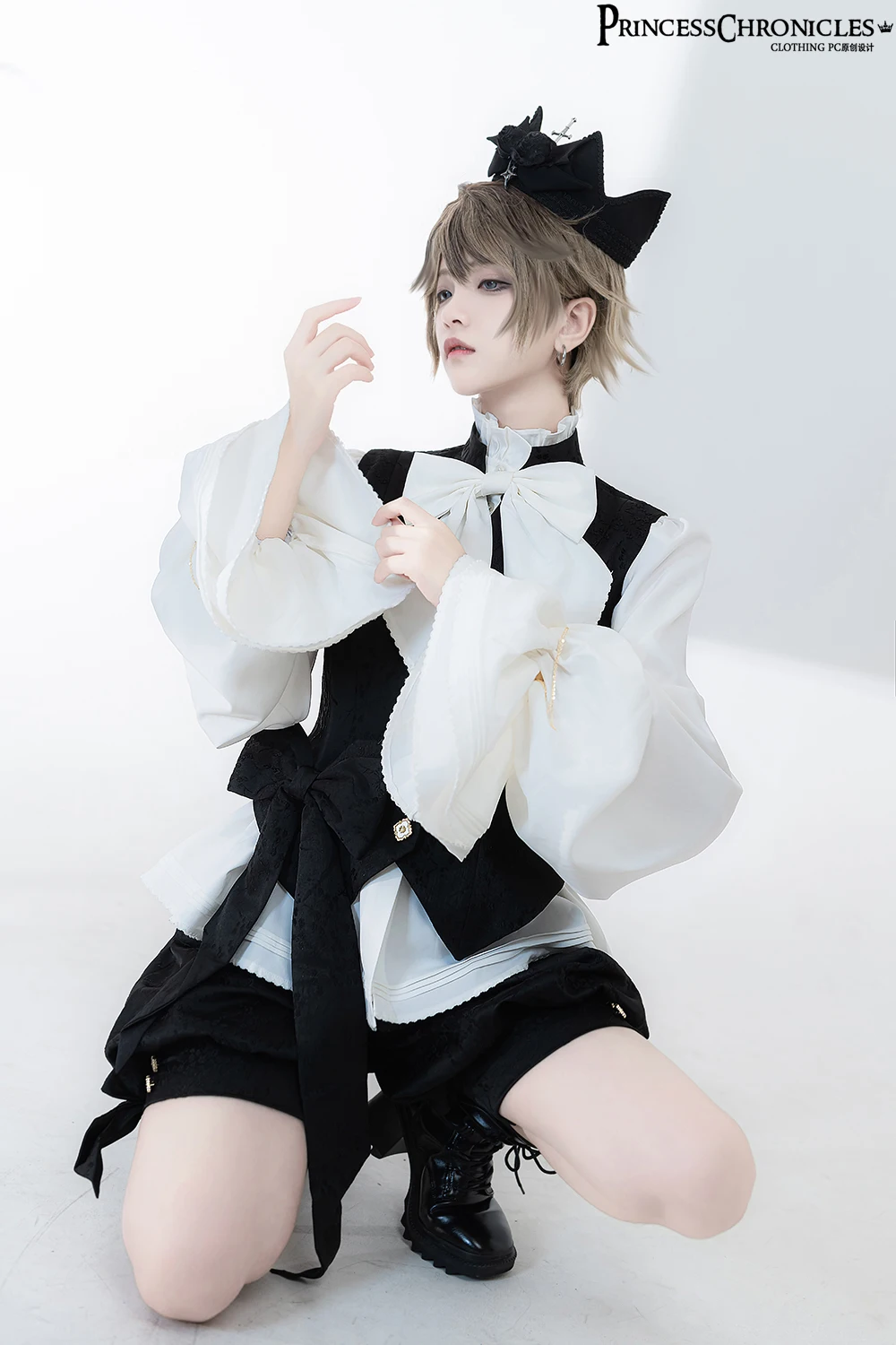 Ouji Lolita Blouse Long Sleeve White Shirt Retro Cool Prince Blouse by Princess Chronicles~Rabbit in Moonlight 2.0 Pre-order