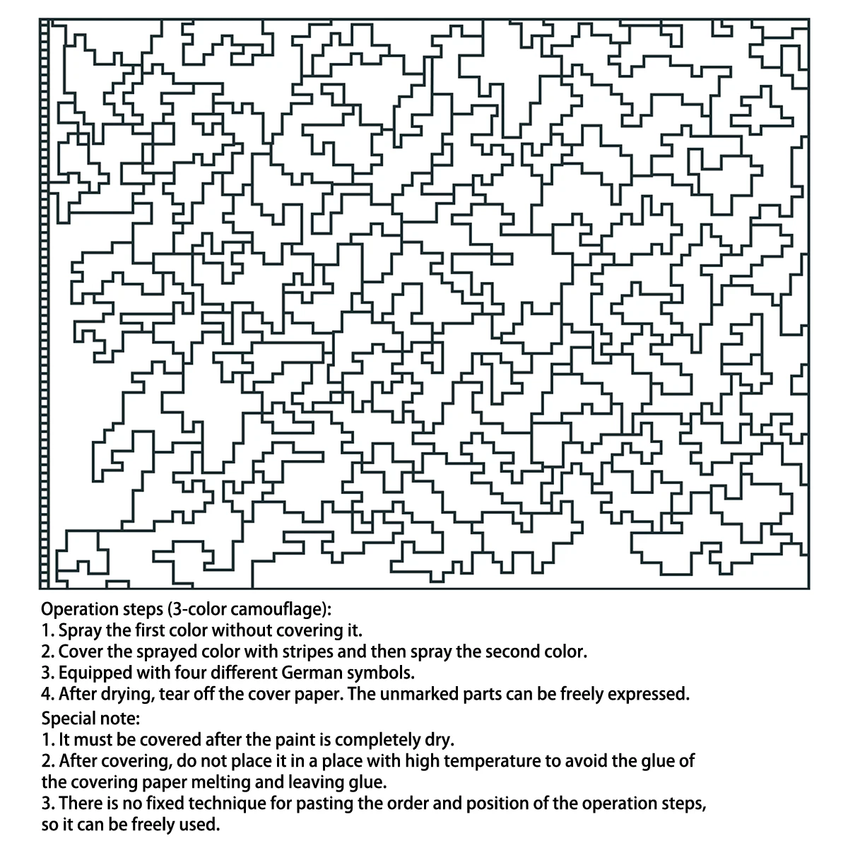 Airbrush-Sprühplatte, Schablonenwerkzeuge, digitales Tarnfarbenschema, Tarnmalerei, Abdeckband, passend für maßstabsgetreue Modellbausätze – Detail 3