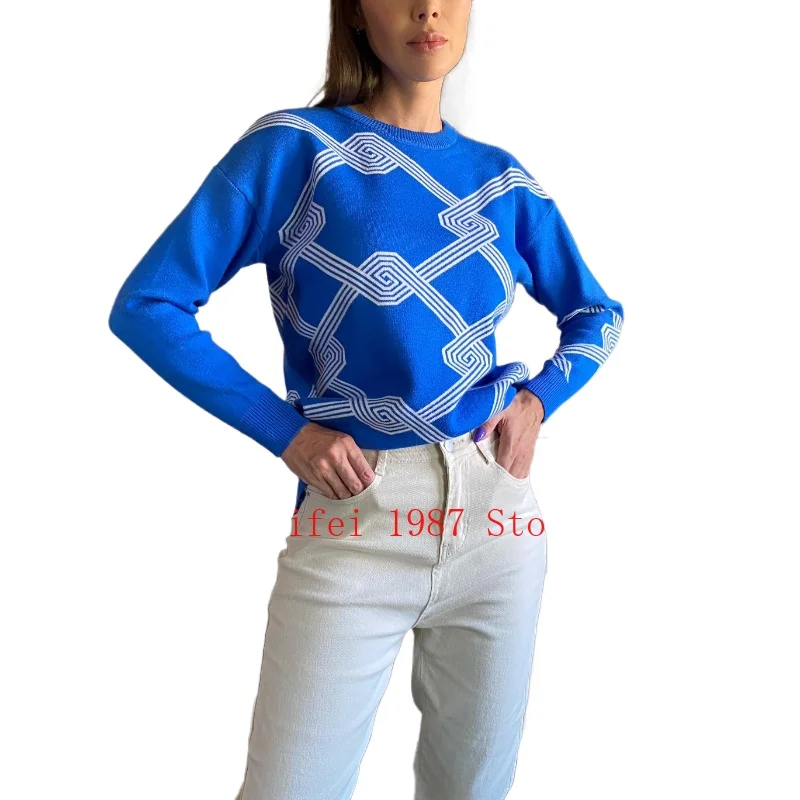 2022 Knitted Print Women's O-neck Sweater Pullovers  Winter New Long Sleeve Loose All-match Sweaters Ladies Casual Jumpers