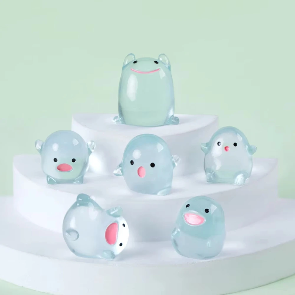 Cute Clear Water Dew Elf Luminous Resin Mini Figures 8PCS Large Small Set for Bonsai Micro Landscape Fairy Garden