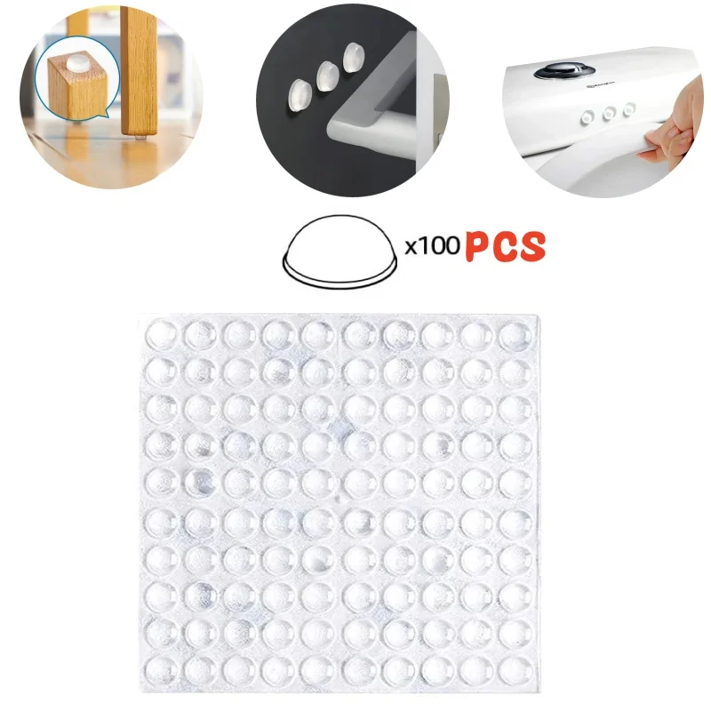100PCS Self Adhesive Transparent Door Stops Rubber Damper Buffer Cabinet Bumpers Silicone Furniture Pads Cushion Protective Pads