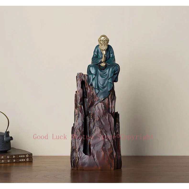 

37CM large home office living room Elegant Chan Taoism art India Damo Master Bodhidharma Decorate Buddha statue brass Sculpture