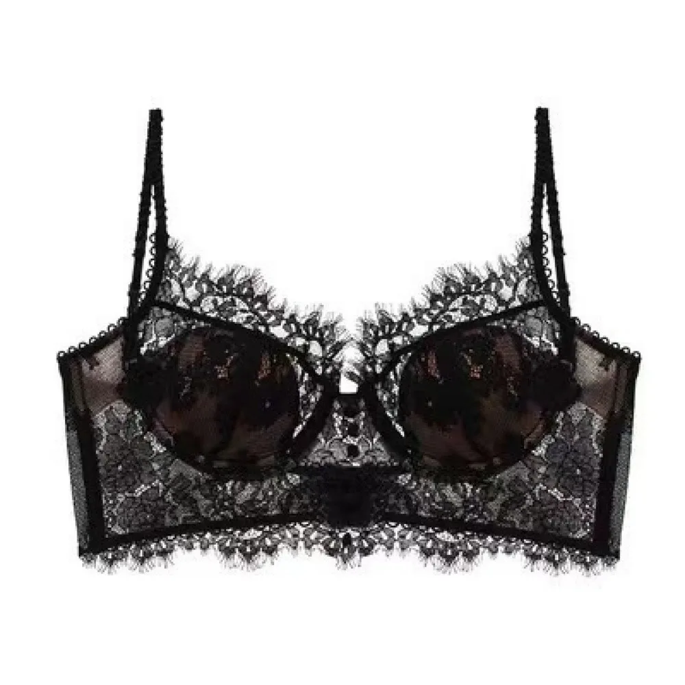

Flower Embroidery Lace Wireless Bra Anti-sagging Mesh Flower Push Up Bra Gathered Ultra Thin Female Underwear Summer Wear