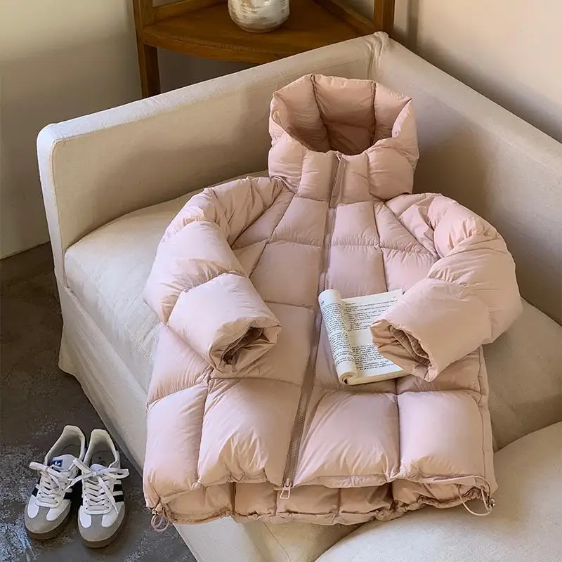 

2025 Girls' Puff Down Cotton Jacket Winter Thickened Warm Mid-Length Cotton Coat for Little Girls