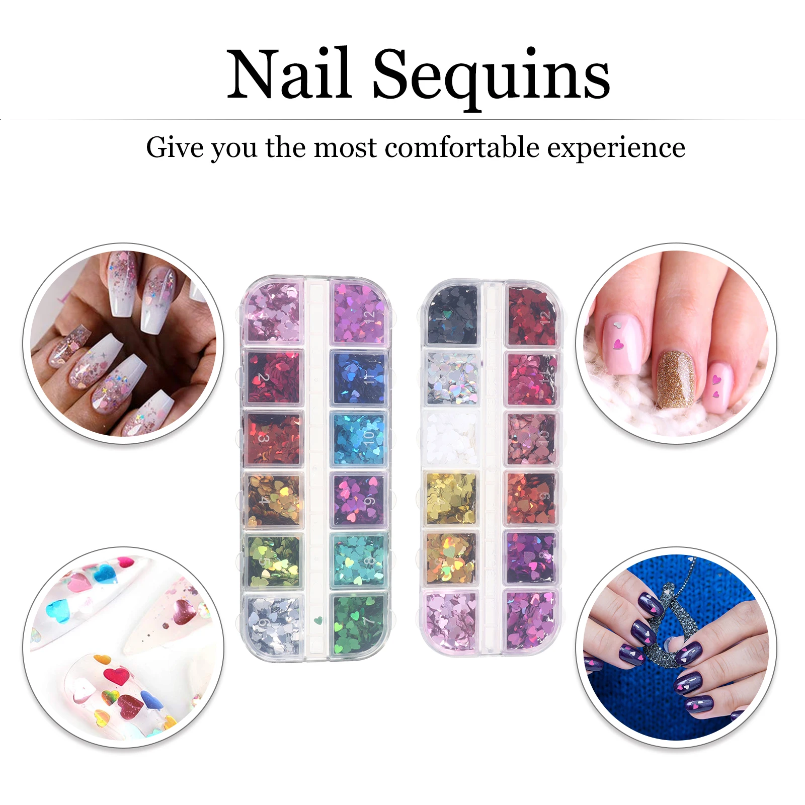 

2 Boxes Heart-shaped Sequins Glitter for Nail Nails Decoration Accessories Manicure Design Decorations Miss