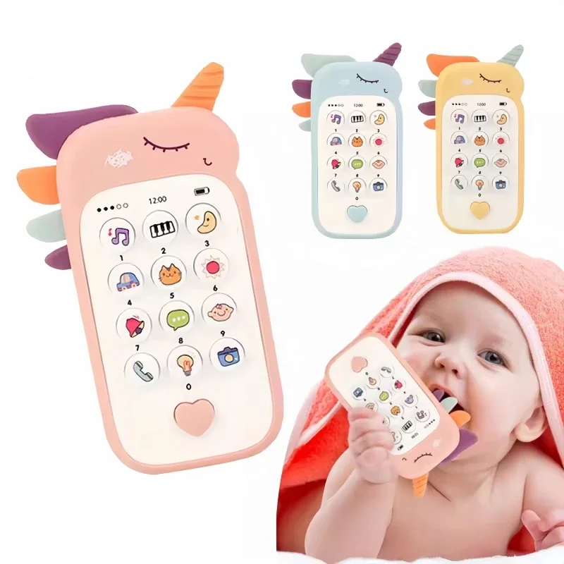 

Baby Simulation Phone Toy with Teether Infant Early Education Learning Machine Music Sound Telephone Sleeping Toys for Kids Gift