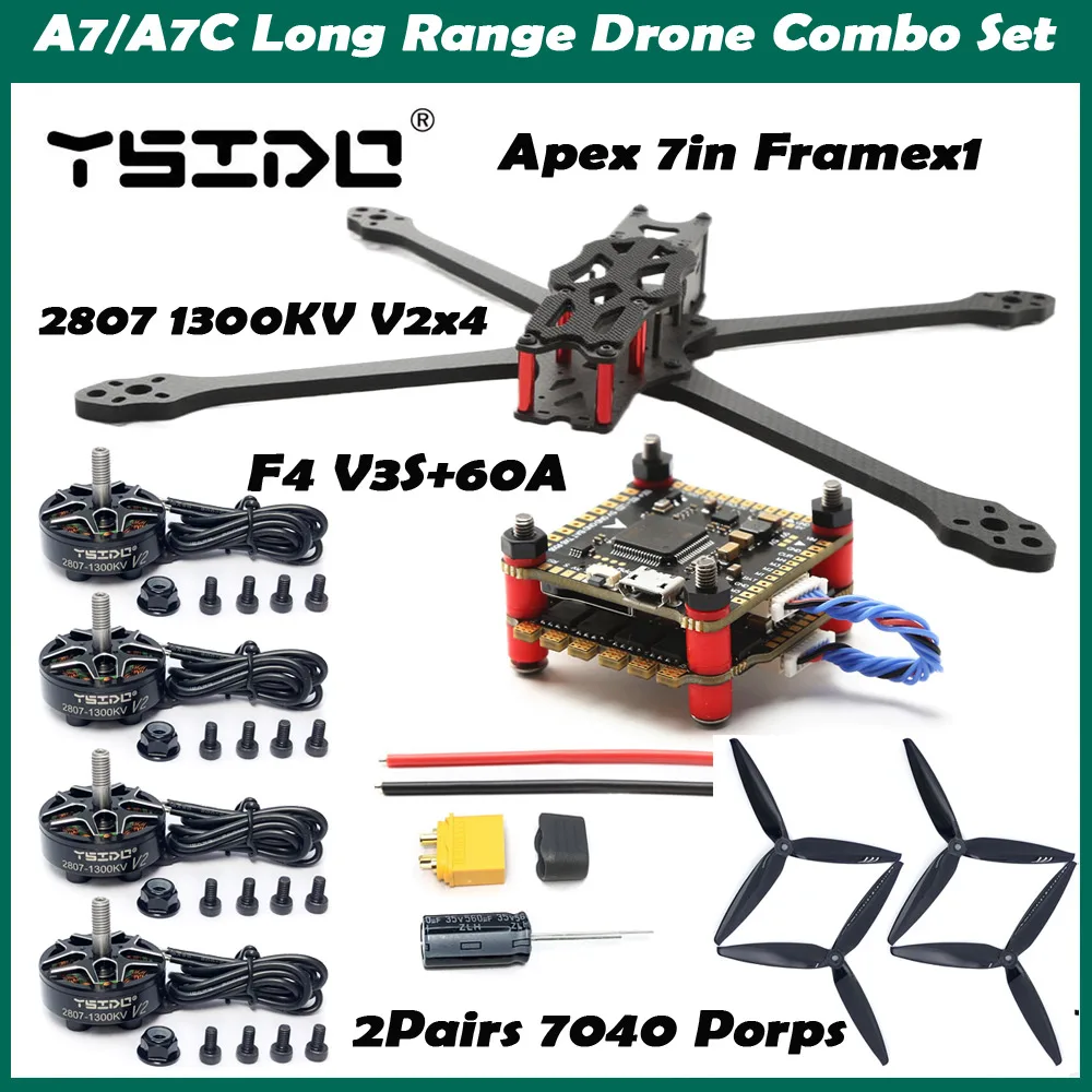 A7/A7C/A7CR Apex 7-calowa rama z włókna węglowego 315 mm Ramię 5 mm 2807 1300KV Silnik bezszczotkowy 7-calowe śmigło do drona FPV 7\