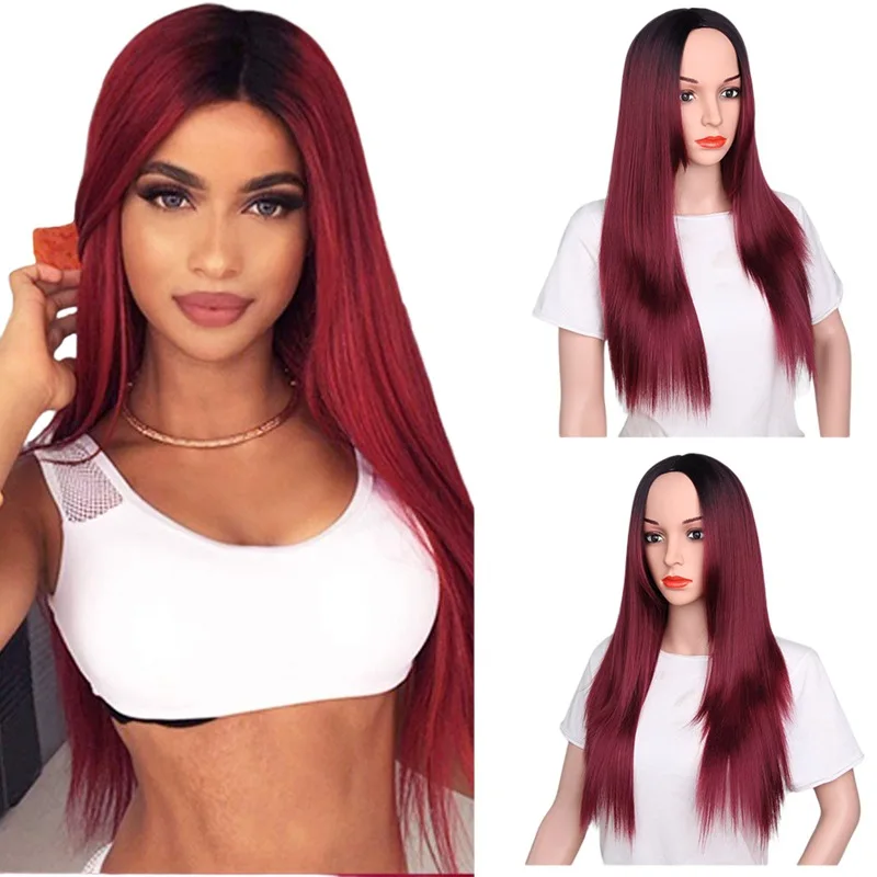 

Long black Synthetic wig for women Straight Wig Heat Resistant Woman Wigs Costume Party Women Lady