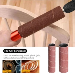 Sanding Drum and Sleeves Set for Drill, 4.5inch Long,120 Grit for Woodworking Drill Rotary Abrasive Tools