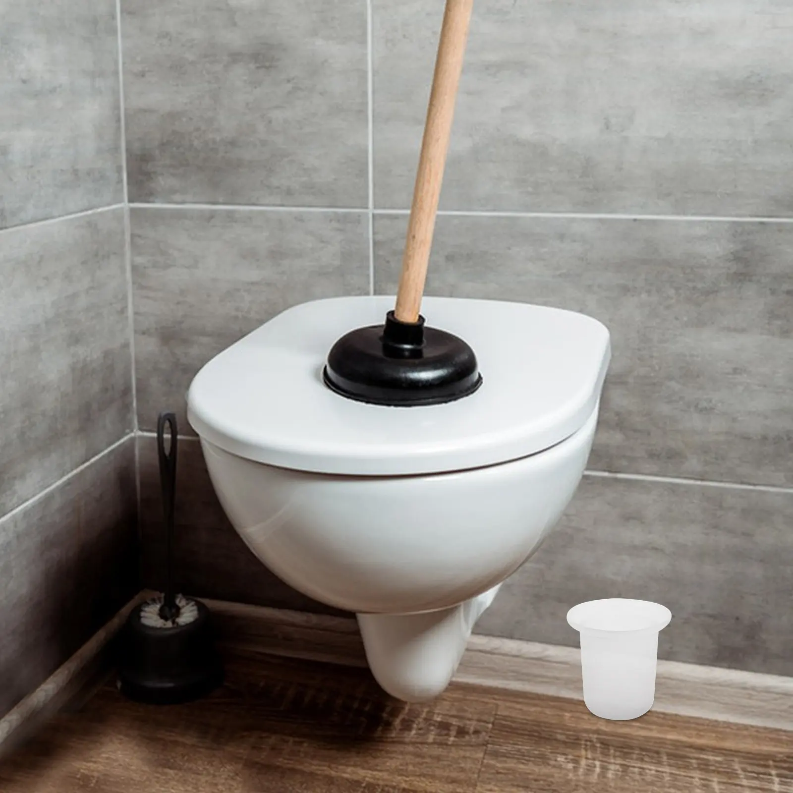 

2Pcs Frosted Glass Toilet Brush Holder Bathroom Scrubber Storage Rack Space-Saving Easy-Clean Bathroom Accessories