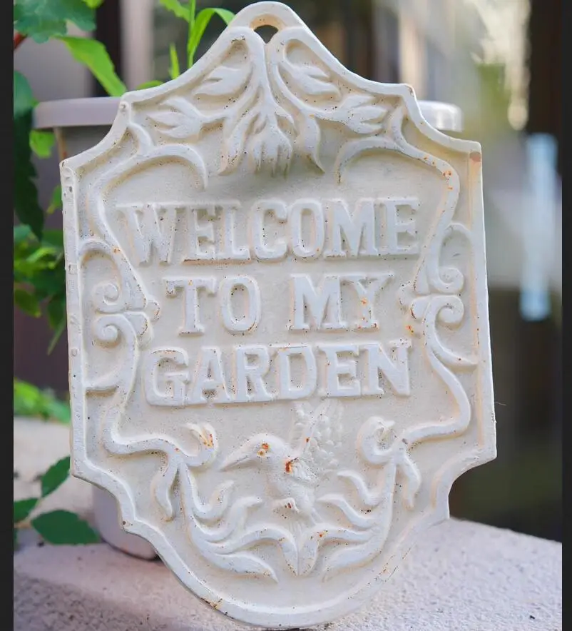 

Cast Iron Vintage Decorative Wall Garden Plaque and Sign