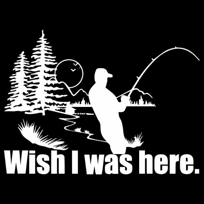 車のステッカー Hope I Am Here 車のステッカー 釣り 漁師 狩猟 屋外 PVC 車の装飾ステッカー ブラック/ホワイト、18cm*13cm