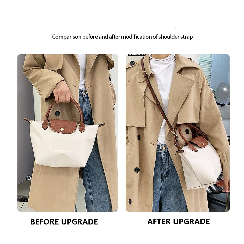 Sangle réglable en cuir véritable pour sac Longchamp, poignée courte, poinçonnage gratuit, sangle de messager modifiée, sangle initiée