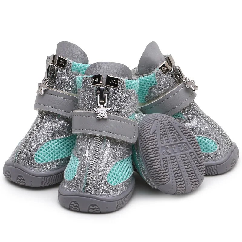 Bling Spring Summer Pet Dog Shoes Breathable Mesh Dog Boots Anti-slip Small Dog Shoes Puppy Sandals
