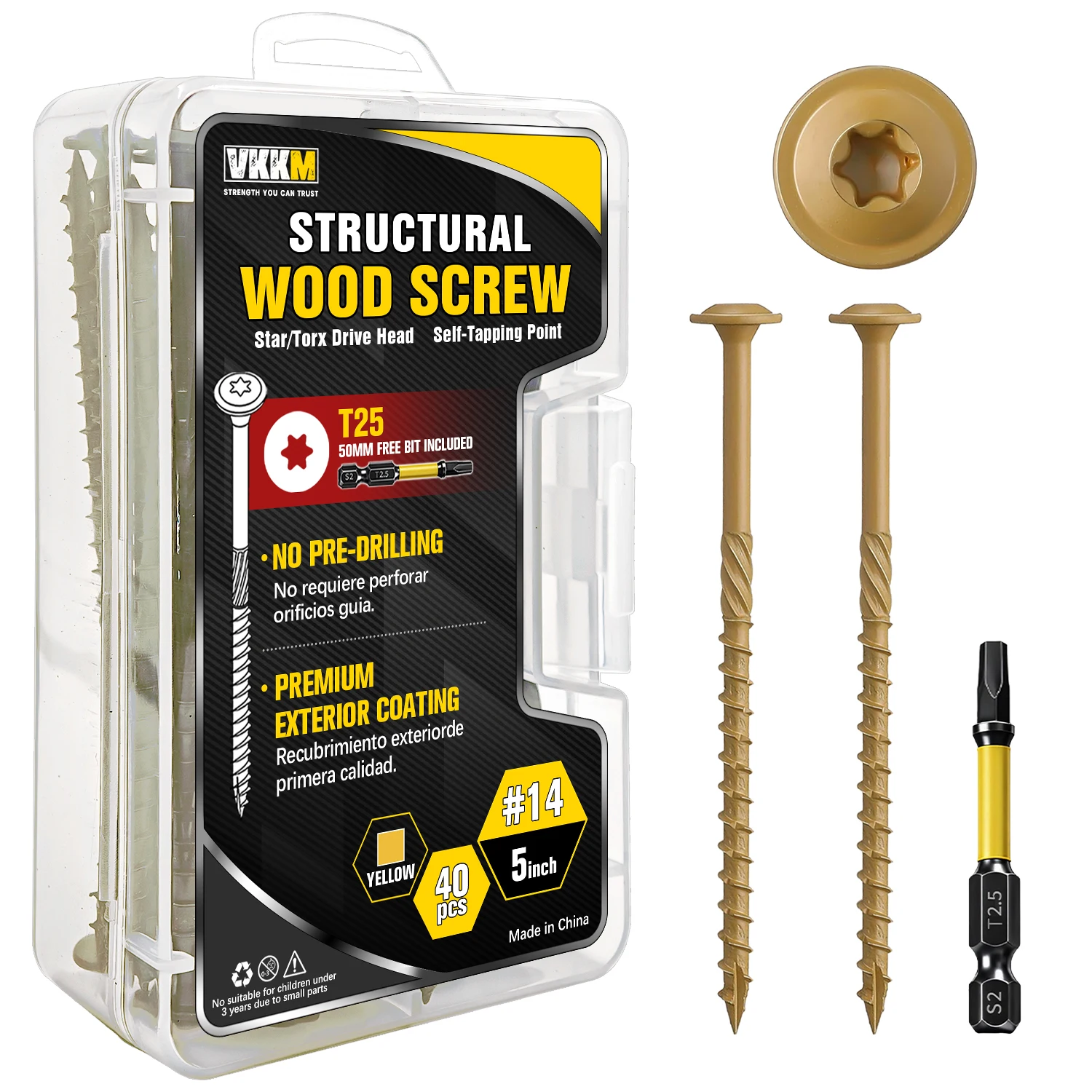 

# Саморезы по дереву 14 x 5 дюймов, 40 шт., с головкой Torx и шайбой, сверхпрочные, для наружных работ, для террас и каркасных конструкций