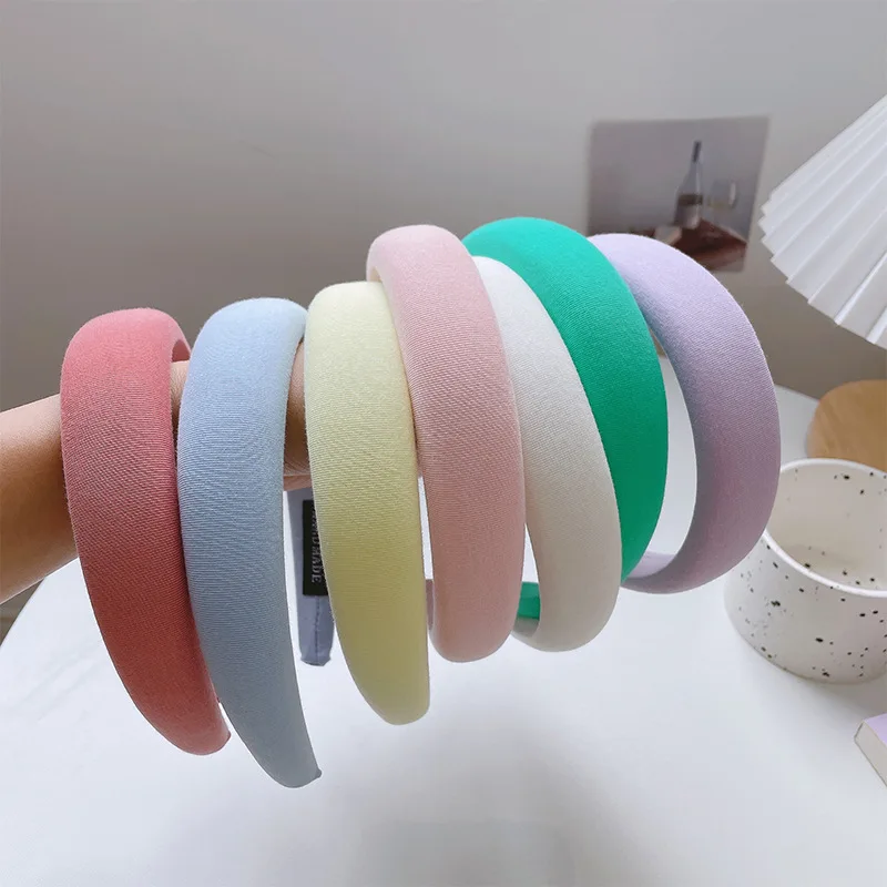 Macaron Color Wide-brimmed Sponge Headband for Women Korean Style Fashion Girl Face Wash Hairband