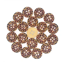 50pcs Natural Wooden Buttons Round Leopard Print Design Scrapbook Sewing Accessories DIY Craft 2 Holes 15mm vintage buttons