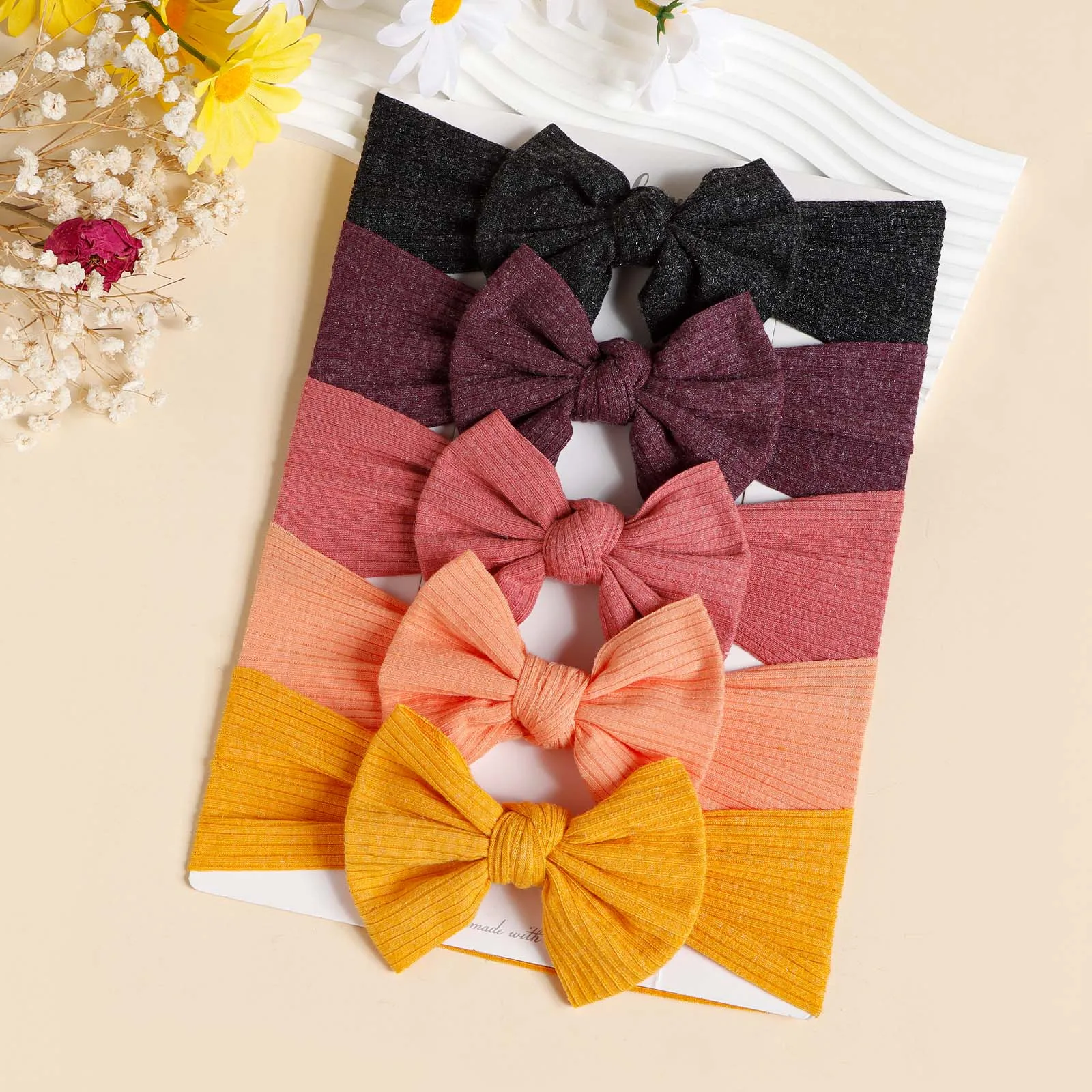 Diadema tejida de 5 uds., accesorio diario suave y cómodo para niños, diadema elástica bonita para bebés, regalos para tomar fotos en el exterior