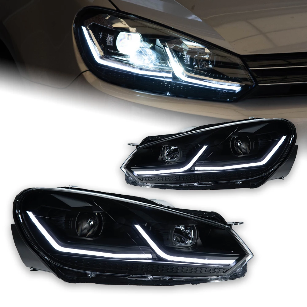 2 PCS Phares de voiture pour VW Golf 6, phares 2009-2012 Golf VI MK6, phares LED, feux de jour DRL, feux de signalisation, accessoires automobiles avant