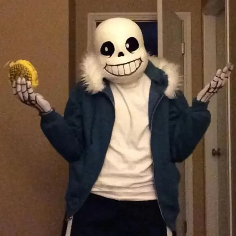 Sans Undertale Cosplay Hoodies Latex Mask FRESH SKELETON jacket sans plus velvet hooded zipper sweater Halloween Party Costumes