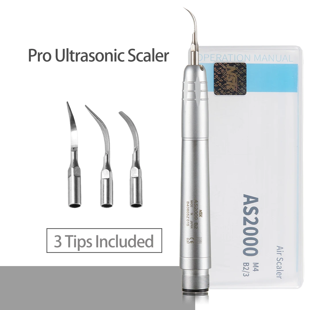NSKLED AS2000 Стоматологический ультразвуковой воздушный скалер с 3 насадками для удаления зубного камня, инструмент для очистки наконечника, отбеливающий очиститель зубов Denti