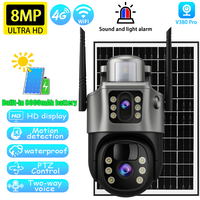 V380 Solar Built-in Battery Surveillance Camera Outdoor Waterproof IP66 8MP 4K Dual Lens Wireless IP Security CCTV Camera