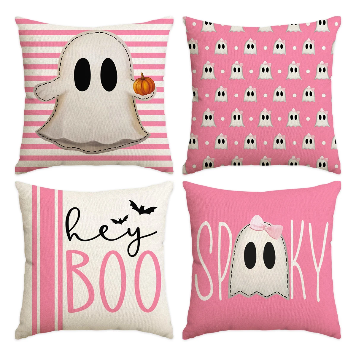 1/4 Stück Halloween-Kissenbezug, Halloween-Nacht, süßer Geister-Kissenbezug, dekoratives Sofa, Wohnzimmer, Schlafzimmer-Kissenbezug