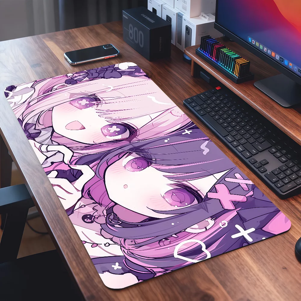 Jirai Kei The Pink White Angel Girl Mouse Pad For Office Gaming And Keyboards Non-Slip Large Waterproof