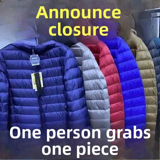 

Men's down Cotton Jaet Lightweight Hooded Stand Collar ort Sle Large Size Casual Outerwear for Middle-Aged And ly