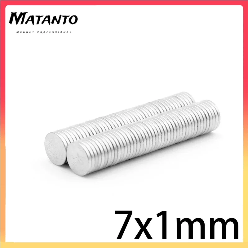 50/100/200/300/500/1000PCS 7x1 mm thin sheet N35 Neodymium Magnet Disc Powerful Magnets Round 7x1 mm Permanent Magnet 7mm*1mm