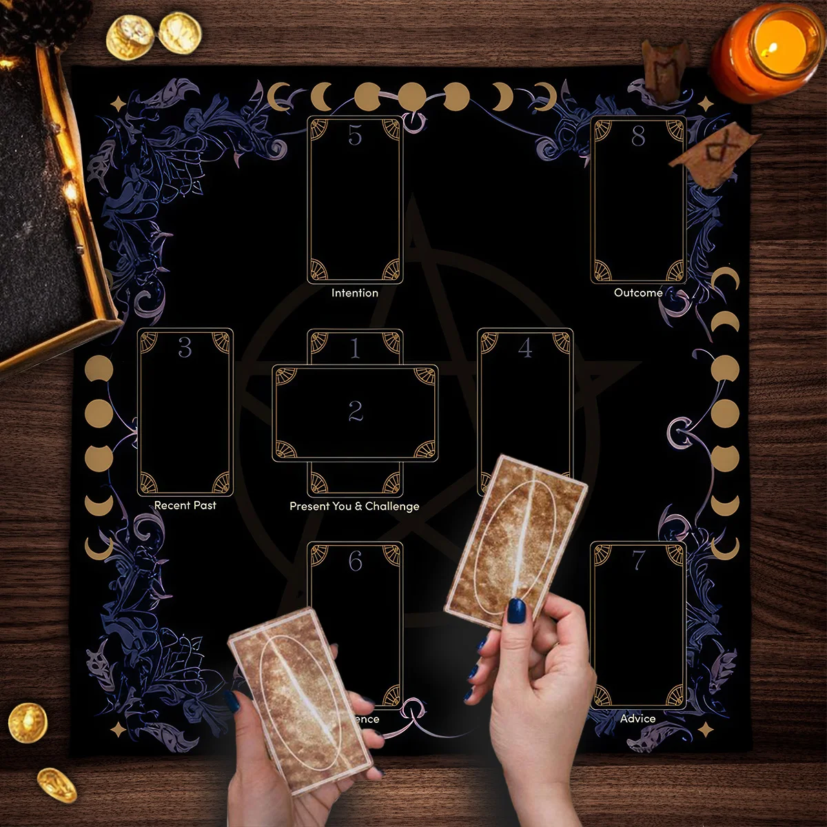 

Tarot reading cloth for divination, Celtic cross modern altar cloth, witchcraft ritual decoration cloth, board game mat