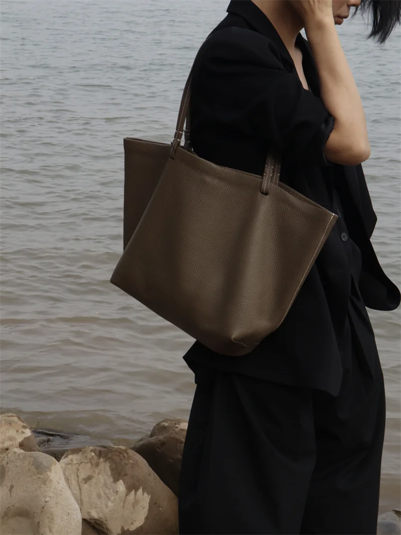HOUSE OF HIYA Women Tote Bag Luxurious Genuine Leather Handbag Female Soft Cow Leather Shoulder Bag for Colleague girls