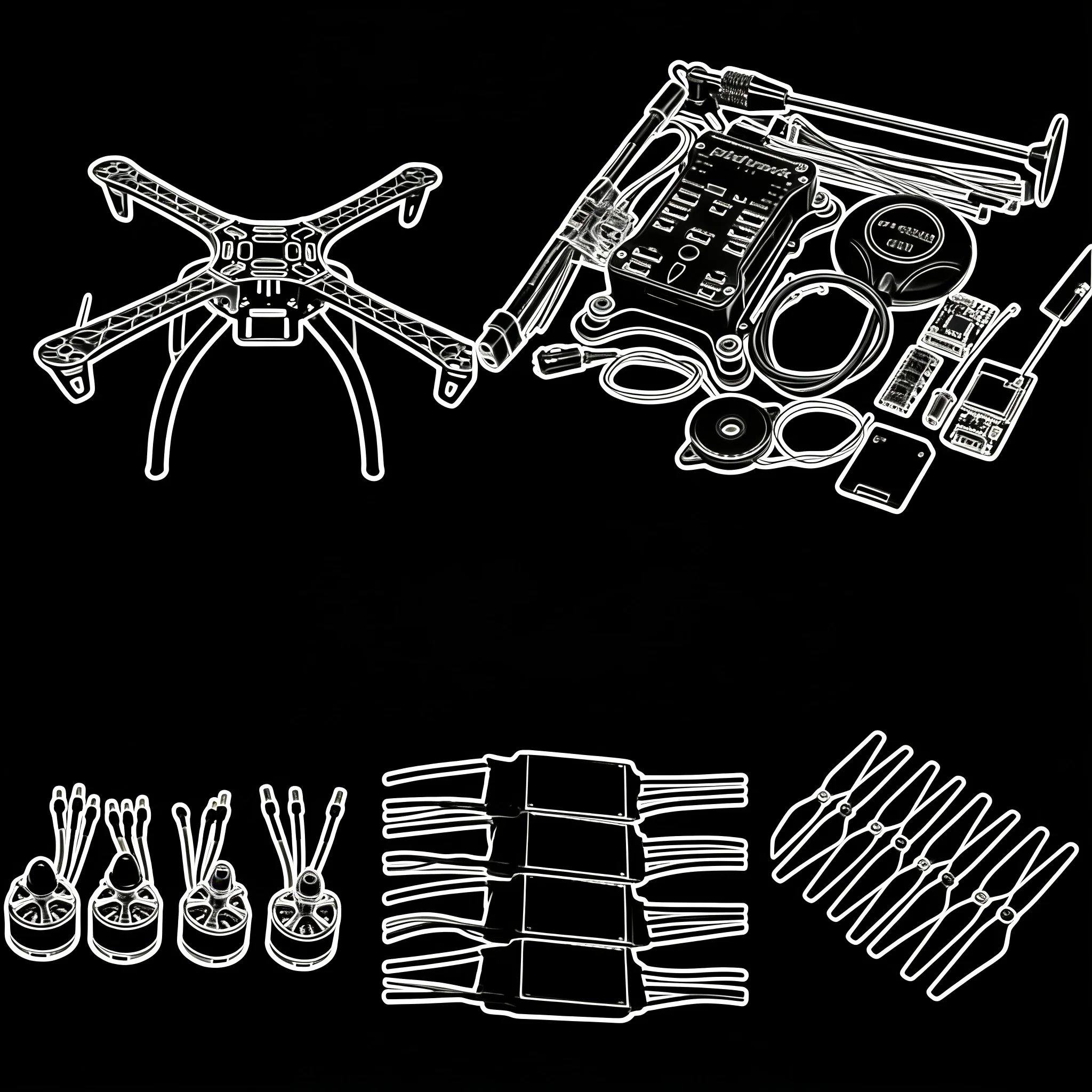 

PIXHAWK2.4.8 Flight Control F450 Drone Kit Ardupilot 100MW Radio Telemetry Quadcopter BLHELI 30A ESC 2212 Motor Landing Gear