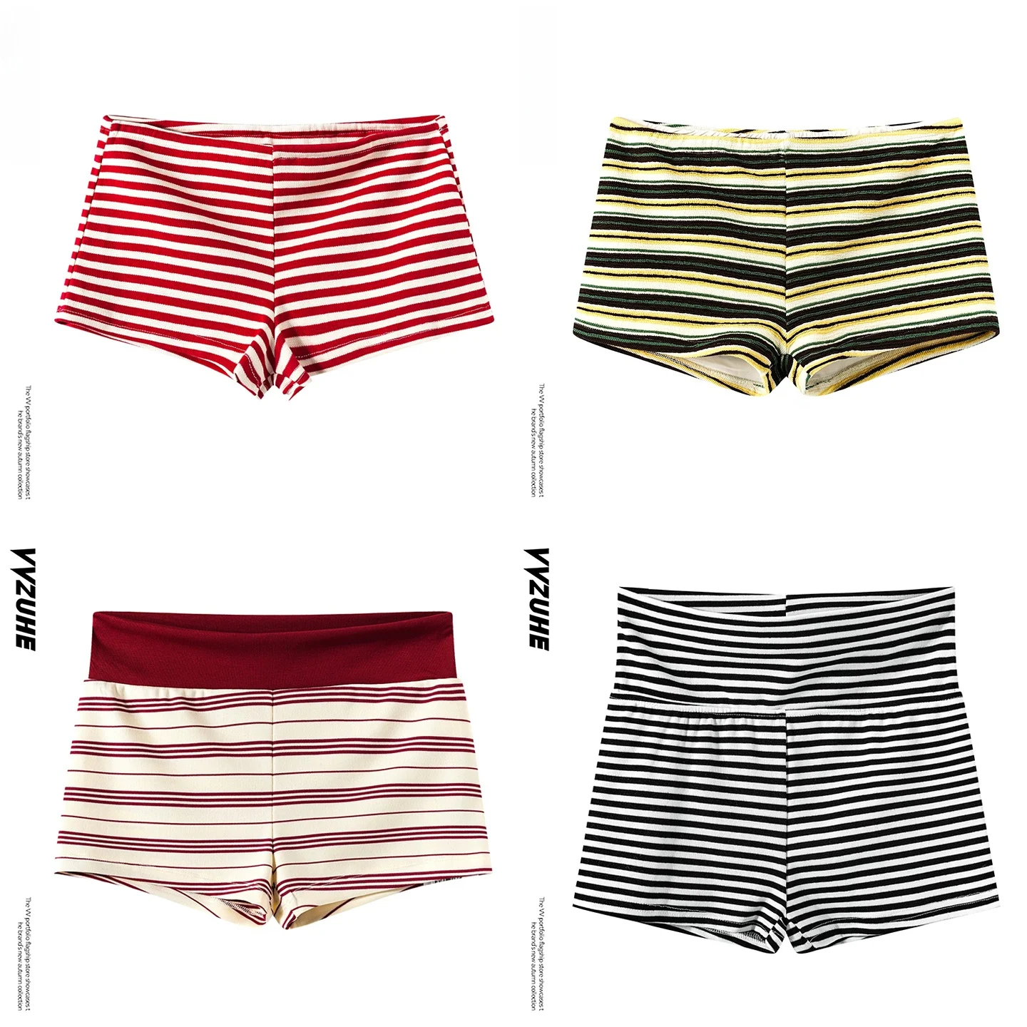 

High Waist Slimming Women's Short Pants Summer Sexy Butt Lifting Striped Outerwear Base Layer Pants Korean Style Trendy