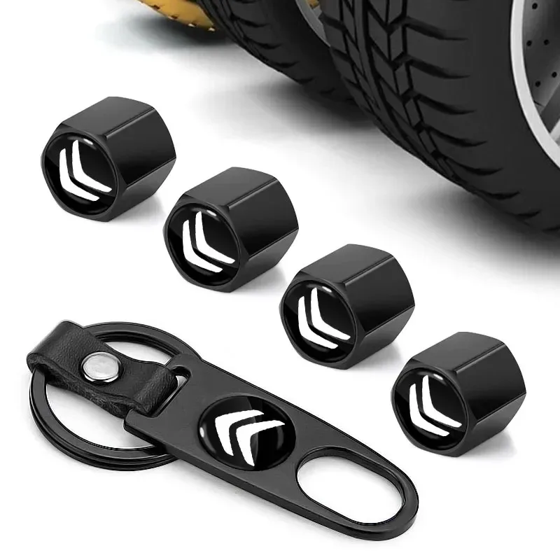 Car Badge Keychain Keyring With Tire Valve Cap Accessories For Citroen C1 C2 C3 C4 C5 C6 C8 C4L DS3 DS4 DS5LS DS6 Picasso
