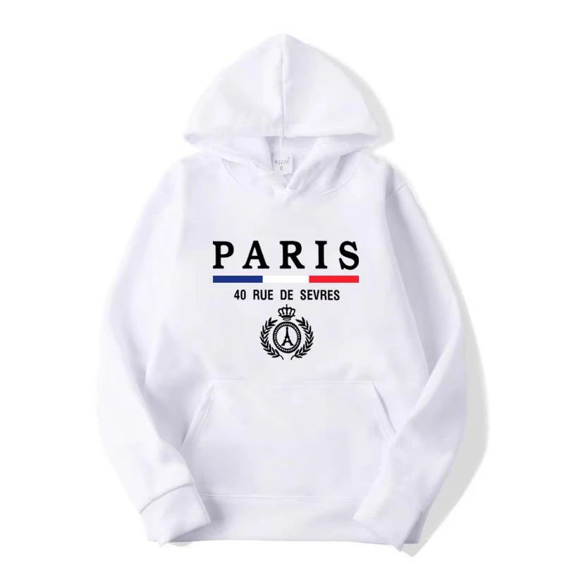 

Men's Autumn Winter Long Sleeved Sweater PARIS Hooded Hip hop street hoodies 2024 Casual fashion hoodie for men and women