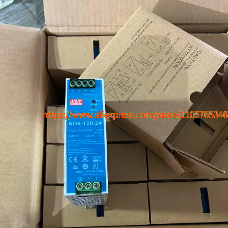 1pcs NDR-120-24 100% Original MW 120W 24V 5A Switching Power Supply