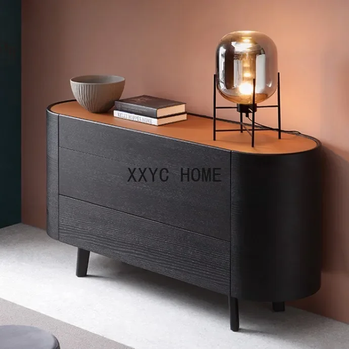 

Chest of Drawers Smoked Wooden Storage Cabinet Storage Entrance Cabinet Black Oak Chest of Drawers
