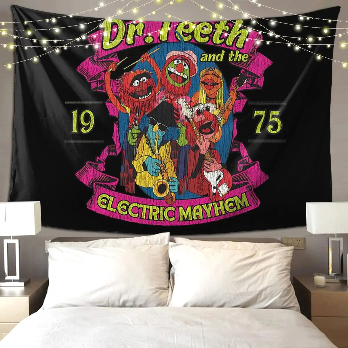 

Dr. Teeth And The Electric Mayhem Distressed 1970, гобелен, настенный, эстетический, для украшения дома, гобелены для гостиной