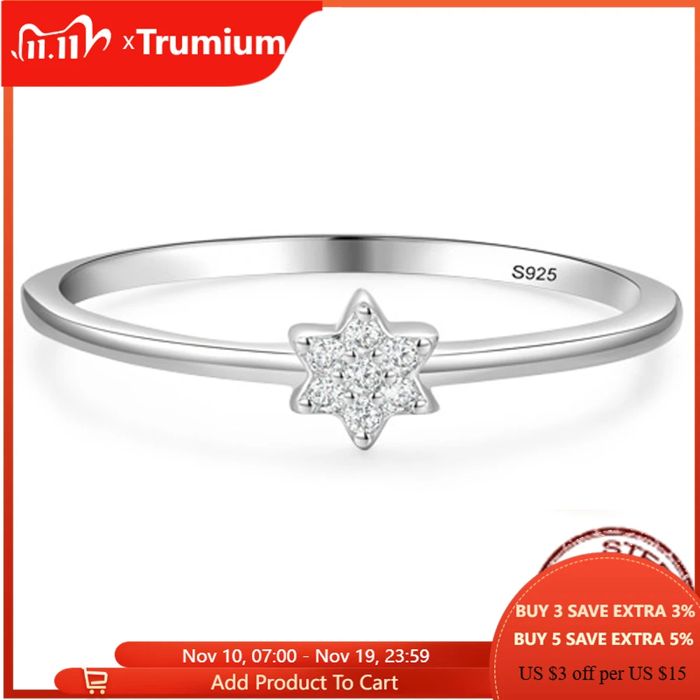 

Trumium Star of David Jewish Magen Hebrew Shield Ring for Women Stackable Thin 925 Silver Star Symbol Ring for Best Friend Gift