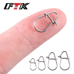 FTK-304 Aço inoxidável Pesca Barril Swivel, Hooked Snap Pin, Conector Lure, Acessórios de pesca, 00 #-3 #, 50Pcs-100Pcs