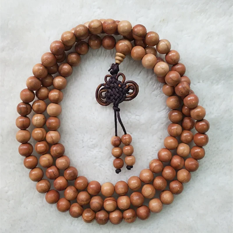 6-20mm 108 Good Peach Wood Beads Tibetan Buddhism Prayer MALA Necklace