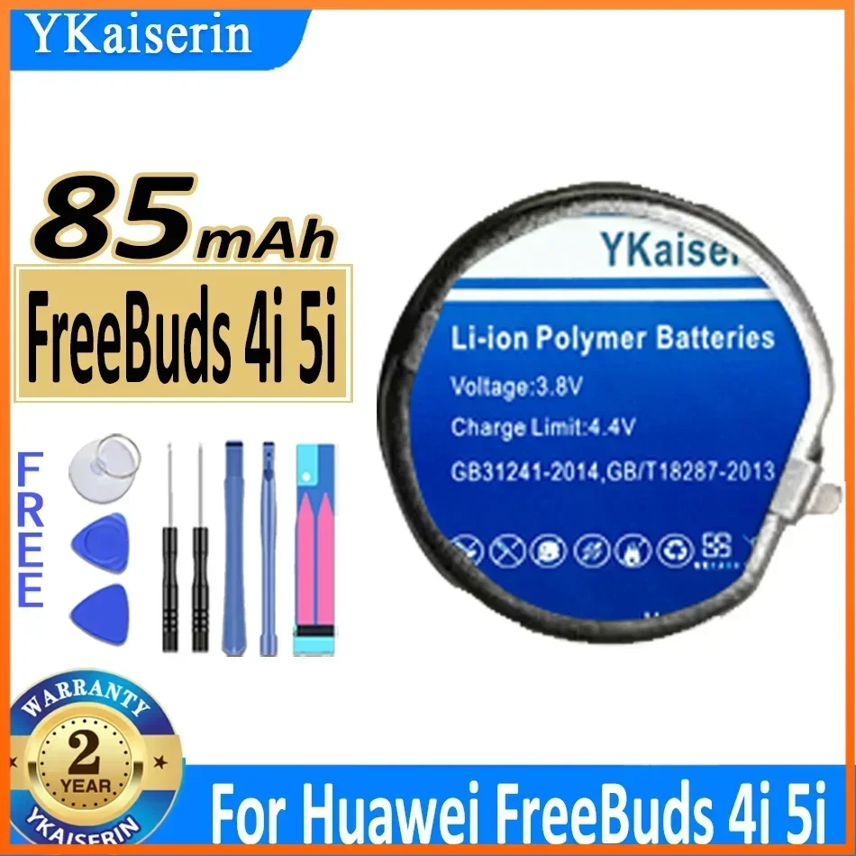 YKaiserin 85mAh/600mAh Replacement Battery for Huawei FreeBuds 4i 5i Bluetooth Earphone Charging Box Batteries  + Free Tools